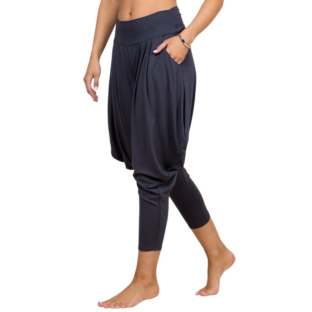 Kooniez Charcoal Harem Pants Size Large Dark Gray Soft Comfy Lounge Yoga - Picture 6 of 8